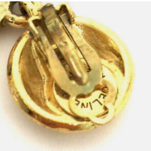 🔥🌟CELINE VINTAGE GOLD 🥇TONE CLIP ON EARRINGS SERIAL # AB1 - Picture 14 of 17